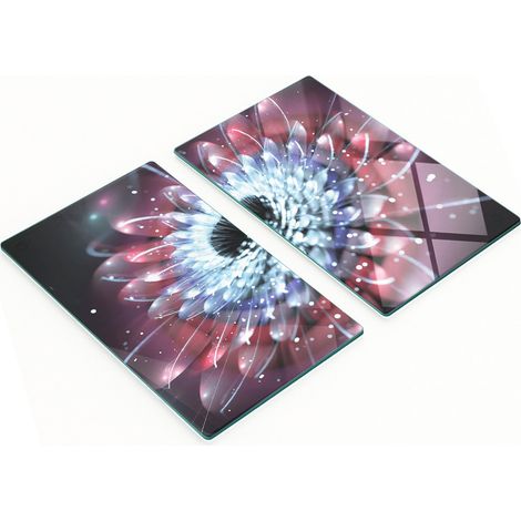 Tablas de cortar decorativas de vidrio templado con dise帽o de loto fractal, 2x30x52 cm.