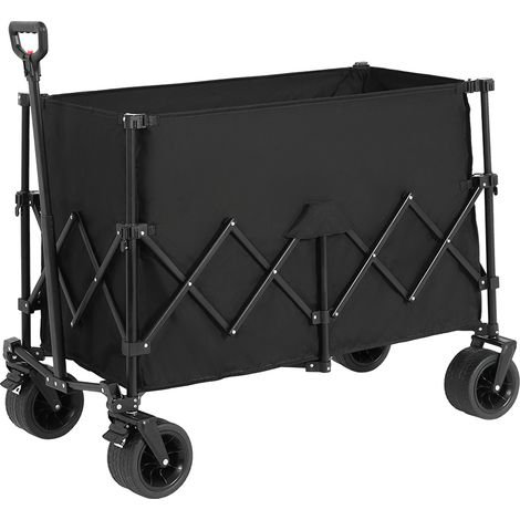 Chariot pliable extérieur 300L avec roues de jardin poignée réglable tout terrain pour le camping la pêche etc. Noir (1/5)