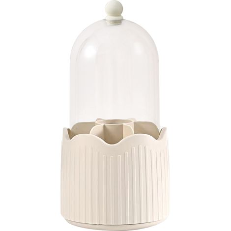 Porte-pinceaux transparent anti-poussière, boîte de rangement rotative à 360° pour pinceaux de maquillage, couleur jaune (1/5)