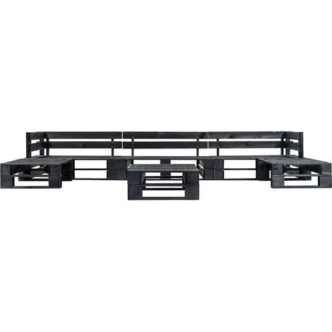 Maison Exclusive - Canapés de jardin palette 6 pcs Noir Bois (1/3)