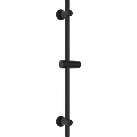 Görbach Barre de douche inox 70 cm, installation sans reperçage, support de douchette réglable, fixation murale adaptable aux trous existants, noir (1/5)