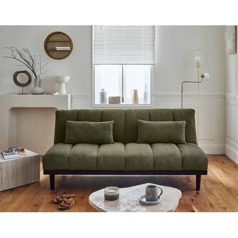 Bestmobilier – Canapé convertible clic-clac 2 places – velours côtelé vert – Confort optimal pour petits espaces – Design moderne et élégant (1/5)