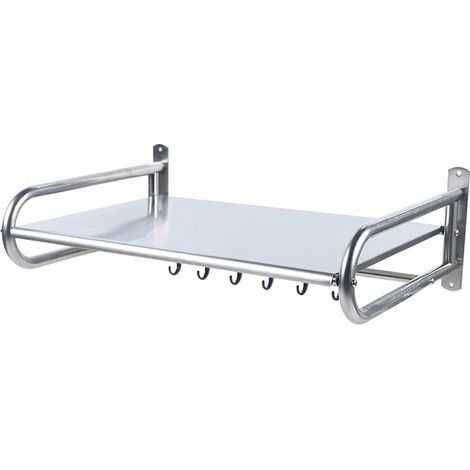 Supporto da parete per microonde in acciaio inox, organizer da cucina con 6 ganci per posate e altri oggetti da forno a microonde, di DEBUNS (1/5)