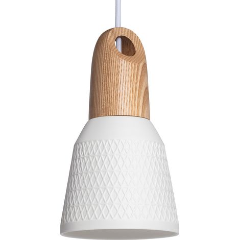 Suspension Céramique et Bois Retilles Blanc (1/5)