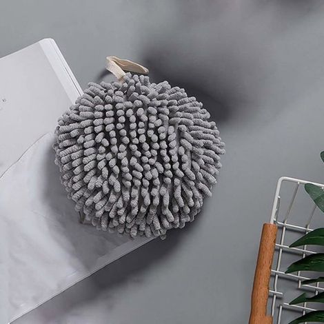 2 Pièces Serviette Essuie-Bouche Chenille Boucle de Suspension Gris (1/5)