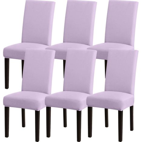 Stuhlhussen 6er Set Lila, Stretch Esszimmerstuhlbezug, Waschbar, Spandex (1/5)