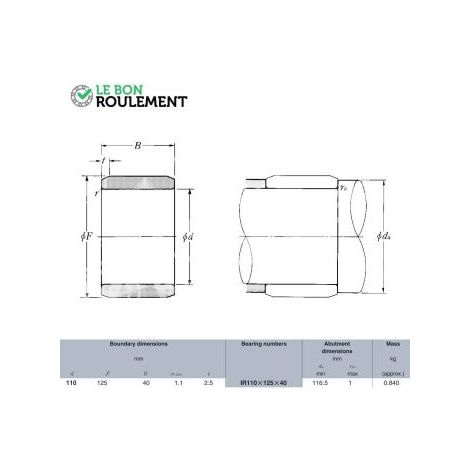 Bague acier intérieure 1R110X125X40-NTN
