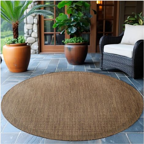 Tapis plat rond uni moderne intérieur Jutta Marron Ø120 (1/5)