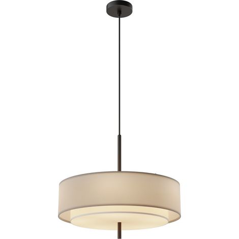 Maytoni Bergamo Lampadario moderno a sospensione cilindrico nero 5xE27 paralume grigio chiaro (1/2)