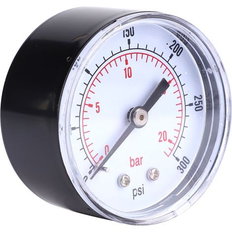 Manometer 50 mm Zifferblatt 1/8 BSPT Rückanschluss für Luft Wasser Öl Gas (0-300 PSI 0-20 Bar) (1/5)