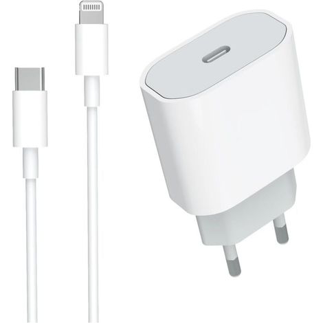Chargeur Rapide USB C 20W, Certifié MFi Chargeur iPhone et Câble de Charge iPhone, Adaptateur PD 3.0 et Câble USB C vers Lightning 1M pour iPhone 14/14 Pro/14 Pro Max/14 Plus/13/12/11/XS/iPad (1/5)