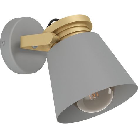 EGLO Wandleuchte innen Twicken, Wandlampe mit beweglichem Spot, eleganter Wandstrahler aus Metall in Grau und Gold, Flur und Wohnzimmer Lampe mit E27 Fassung
