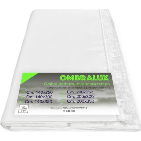 Tenda da Sole Ombralux Bianco Unito - Acrilico Dralon® tinta Unita - Occhielli Acciaio, Made in Italy Cm. 200 x 250