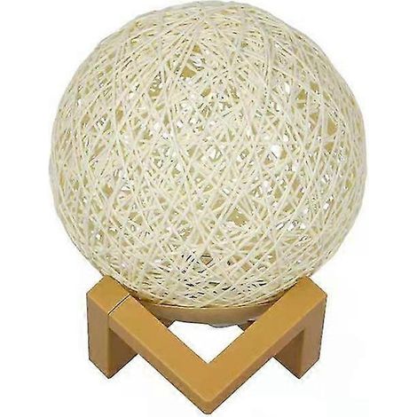 Veilleuse LED, lampe de chevet, lampe d'ambiance pour chambre en rotin et bois, rechargeable par USB [classe énergétique A++] (1/5)
