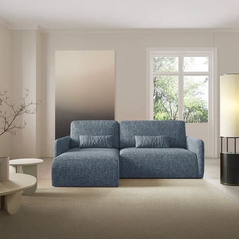 Umkehrbares und umwandelbares 3-Sitzer-Ecksofa mit Truhe Lazare Blau (1/5)