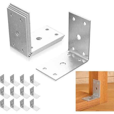 Equerre Metal Fixation Charge Lourde équerre de en d'assemblage Angle 90 Degrés Droit 64x64mm 12 pcs Métal (1/5)