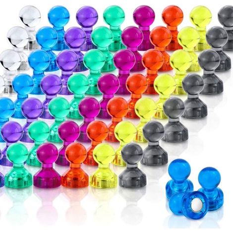 Snap Magnets, Lot de 40 aimants de réfrigérateur 8 couleurs, colorés et pratiques, parfaits pour les aimants de tableau blanc, les aimants de bureau, les aimants de carte (1/4)