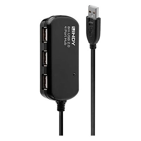 Lindy USB 2.0 Pro 4-Port Hub Node - Concentrator (480 Mbit/s, 8 m, Win ME, 2000, XP, Vista Mac OS Linux, USB 2.0/1.1, 1x USB-A M, 4X USB-A FM) (1/3)