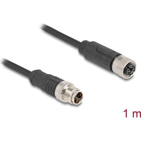 Delock Cable M12 codificado X 8 pin macho a hembra PVC 1 m