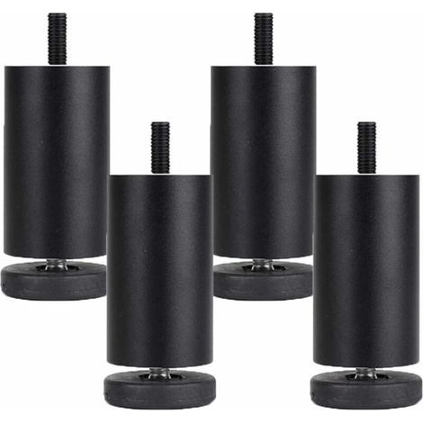 4 Pièces Pieds de Meubles Reglables Pieds de Meubles en Alliage d'aluminium Meubles Jambes Ronde Métal Pattes de Meuble Table Canapé Lit,Noir(10cm) (1/5)