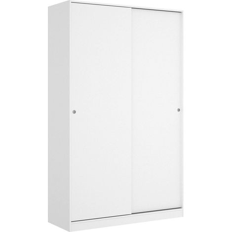 Dmora - Guardaroba 2 ante Alyson, Mobile appendiabiti per camera da letto, Armadio ante scorrevoli, 120x50h204 cm, Bianco lucido