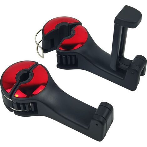 Car headrest hook, set of 2 universal back seat hooks with phone holder, car storage hook, multifunctional accessories (red) (1/5)