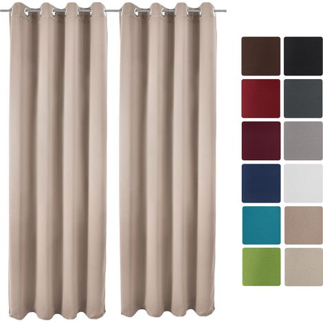 Beautissu – Lot de 2 rideaux occultants 140x245cm – Tissu 210g/m² – Œillets en métal 4cm – Obscurcissant et opaque