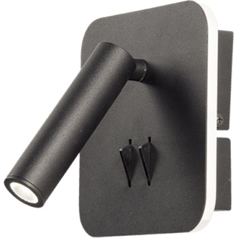 Applique SELLA 13 cm in metallo Nero retroilluminata e spot LED orientabile (1/4)