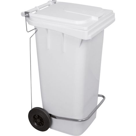 Collecteur à pédale 120L - 94 x 56 x 50 cm - Blanc - Dbmark