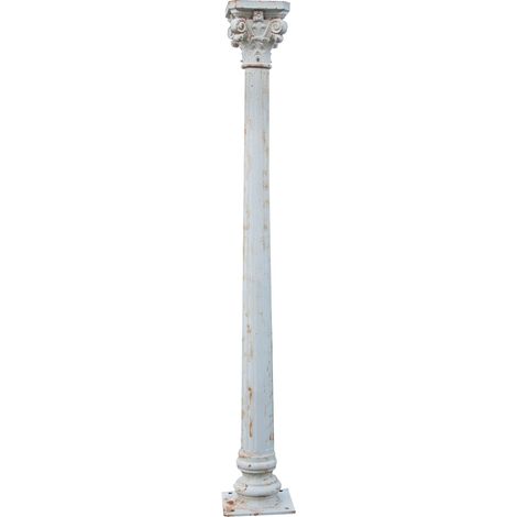 Säule aus Gusseisen mit Kapitellen in altweißem Rigata-Finish (1/4)