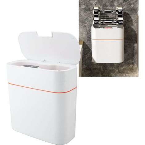 Poubelle murale intelligente pour salles de bains, avec couvercle automatique sans contact, capacité de 15 L, poubelle étanche pour chambres, bureaux et salons. (1/5)
