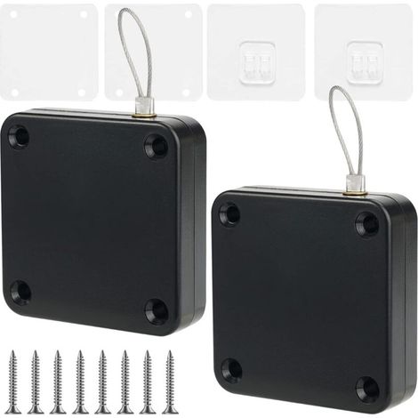 Ferme-porte automatique 2 pièces – Cordon en acier inoxydable – Force de traction 1000g – Installation sans perçage pour portes intérieures