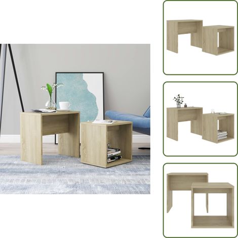 Couchtisch-Set Sonoma-Eiche 48 x 30 x 45 cm Holzwerkstoff - Couchtisch - Holztisch - Wohnzimmerschmuck - Sideboard - Platzsparendes Möbelstück (1/5)