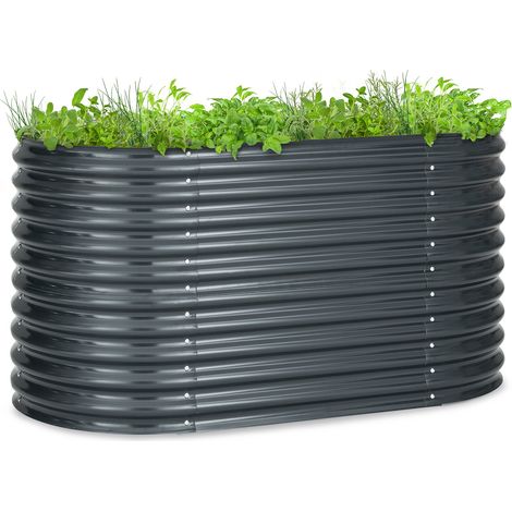 Blumfeldt Hochbeet, Großes Kräuterbeet Einfacher Aufbau, Hochbeet Garten & Balkon, Freistehendes Gemüsebeet für Blumen, Obst & Gemüse, Hochbeet aus Metall, Gartenbeet 160 x 80 x 80 cm, Hochbeet Grau