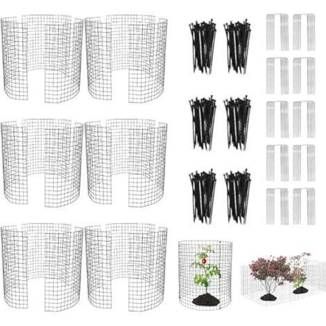Lot de 6 cages de protection contre les animaux contre les animaux en maille métallique antirouille de 34,8 cm pour empêcher les animaux d'entrer dans le jardin, pour intérieur et extérieur (noir) (1/5)