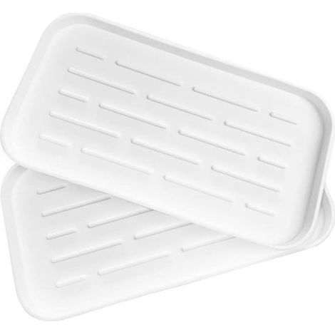 Juego de 2 bandejas de almacenamiento de silicona para fregadero de cocina, soporte ecológico para esponjas de cocina, baño, encimera o fregadero, dispensador de jabón, cubiertos, botellas, pilas. (1/3)