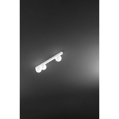 Plafonnier moderne à 3 lumières en métal blanc mat avec diffuseurs sphériques en verre blanc acide - Design élégant 60 cm - Marque Perenz