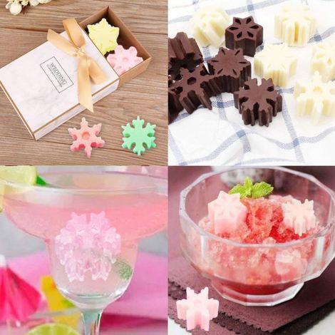 Silikon-Schneeform mit 12 Mulden, DIY-Kuchenform zum Backen von Fondant-Cupcakes und Desserts, Rosa (1/5)