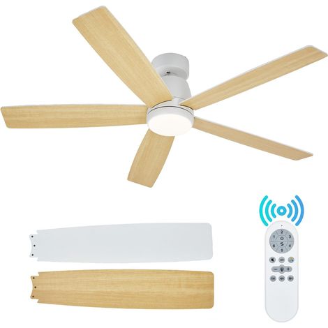 Ventilador de techo con luz y mando a distancia – LED 3 colores – Silencioso – Eco – Con varilla de suspensión – Blanco (1/5)
