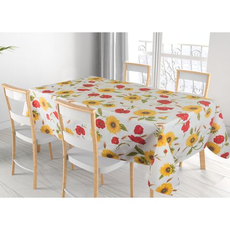 Tovaglia Cucina Copritavolo In 100% Cotone Made Italy Disegno Girasoli RP, misura140x140coloreGirasoli (1/5)