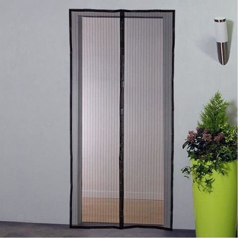 Moustiquaire magnétique pour porte – Rideau anti-moustiques en polyester noir, hauteur 230 cm × largeur 100 cm (1/3)