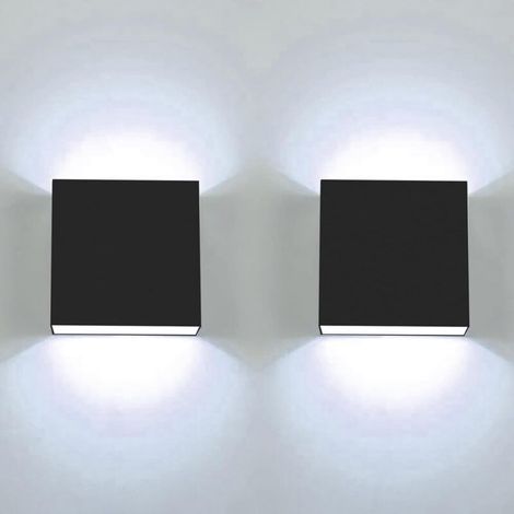 apliques LED de pared de 7W, aluminio negro, 6000K, cuadrados, para interior y exterior, para salón o dormitorio. (1/5)