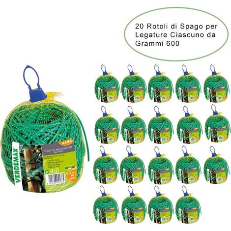 20 rotoli di spago per legature da giardino in pvc ciascuno da diametro 3 mm grammi 600