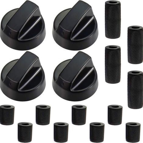 Bouton de commande universel noir pour toutes les marques de fours, cuisinières et plaques de cuisson (paquet de 4) (1/4)