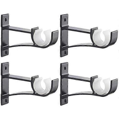 Lot de 4 supports de tringle à rideaux en alliage d'aluminium (12 x 8 cm), antirouille, avec vis et chevilles d'expansion, pour salon. (1/5)