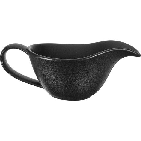 Bol en porcelaine avec bec verseur - Bol mélangeur - Pichet à sauce pour œufs, sauces, vinaigrettes - Vaisselle de service pour cuisine, restaurant, fête et restauration - Noir (1/5)