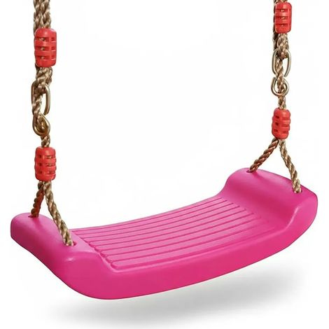 Balançoire de jardin pour enfants, en plastique rose, résistante aux intempéries, fixation sécurisée, idéale pour extérieur et terrasse (1/5)