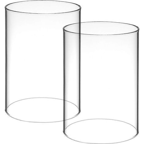 Set aus 2 Glas-Kerzendeckeln, Glas-Kerzenhaltern, röhrenförmigen Lampenschirmen für offene Kerzen, Kaminabdeckung. – 10,00 x 7,00 x 7,00 cm – Transparent (1/4)