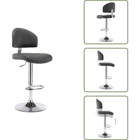 The Living Store Tabouret de bar Gris Similicuir - Confort d'assise (1/5)