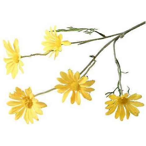 Branche de fleurs artificielles avec tige, 5 branches, 5 têtes, pour la maison, un mariage ou une fête, en fausse soie.jaune (1/5)